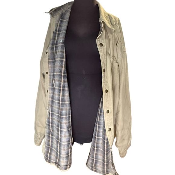 Y2K Carhartt Flannel Lined Canvas Shirt Jacket Mens Sz 2XL Chore Gorpcore Ranch